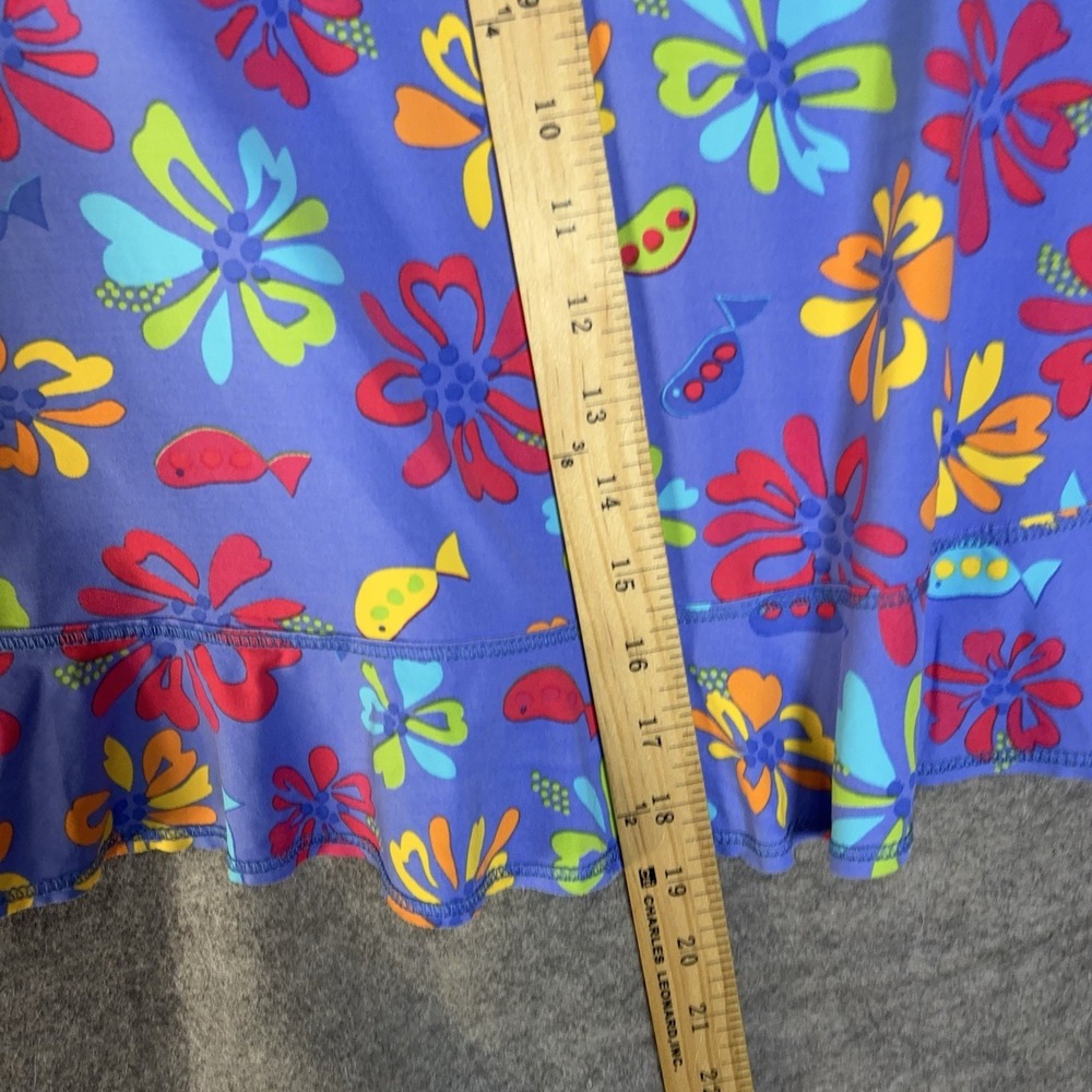 Fresh Produce Splash Skirt Womens Sz L Blue Floral Ruffle Unlined‎ Stretch - Picture 8 of 9